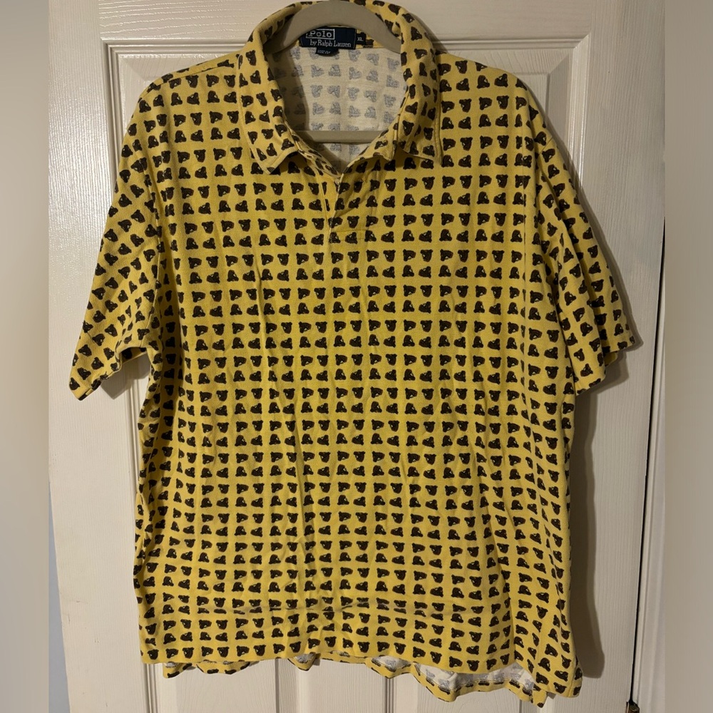 Men's Vintage Polo Ralph Lauren (XL) Gold/Yellow Equestrian Horse Head Polo